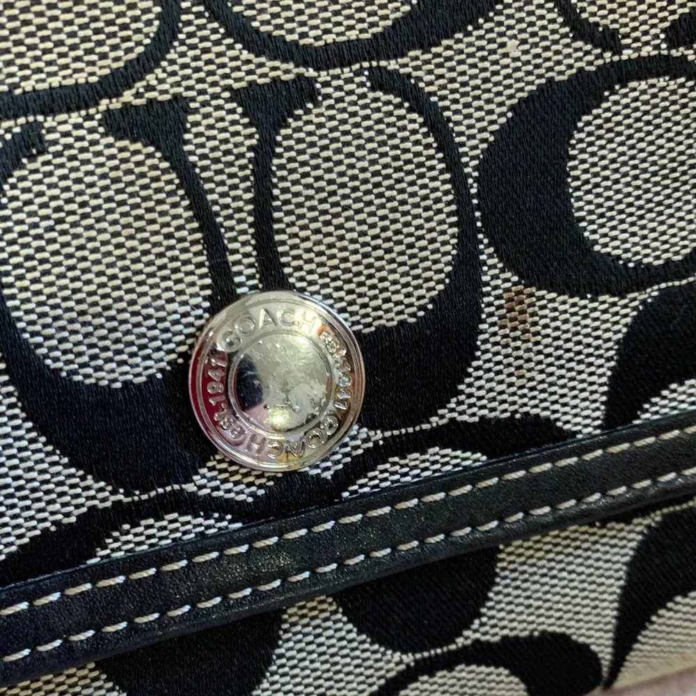 Coach Signature Canvas Wallet in Black and Tan